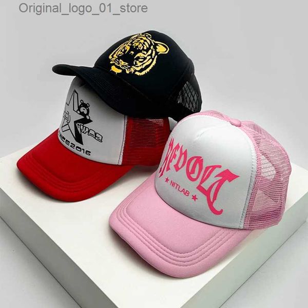 Ball Caps New Fashion Mens Stampato Lettera Tiger Baseball Cappello traspirato Cappello SunMade Mezza Mesh Hat Hip Hop Cartoon Trend Q240408