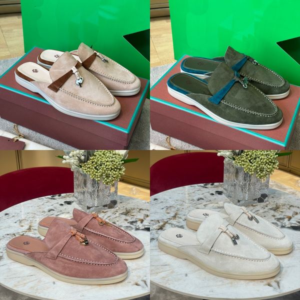 Tasarımcı Lp Pianas Loafers Bayanlar Erkek Terlik Ayakkabı It Lüks Moda Erkekler İş Deri Düz Düşük Üst Süet İnek Deri Oxfords Sıradan Mokasinler Tembel Ayakkabı 35-45