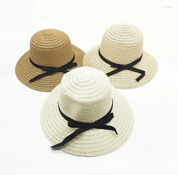 Breite Krempeln Hüte Sommermutter und Tochter vielseitiger Strohhut für Reisen Urlaub Sunscreen Sun Beach im Freien