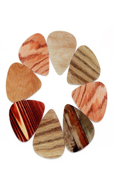 100pcs mais recentes grãos de madeira picks espessura de 046mm de guitarra com cinta de guitarra espessura 071mm espessura 100mm5961674