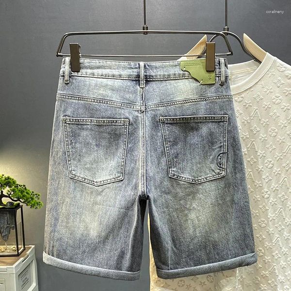 Erkekler Kot High-End Nefes alabilen Yaz İnce Denim Şort Beşinci Pantolon Gevşek Düz Trend Boş Zaman Korsan