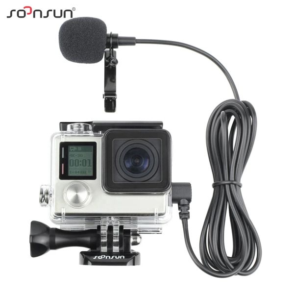 Caseras Soonsun Skeleton Housing Case com microfone externo para GoPro Hero 3 3+ 4 Late