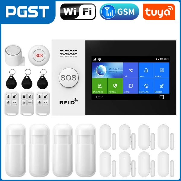 KITS TUYA WiFi GSM Sistema di allarme di sicurezza domestico per casa da 4,3 pollici Wireless Allenate Work Work con Alexa