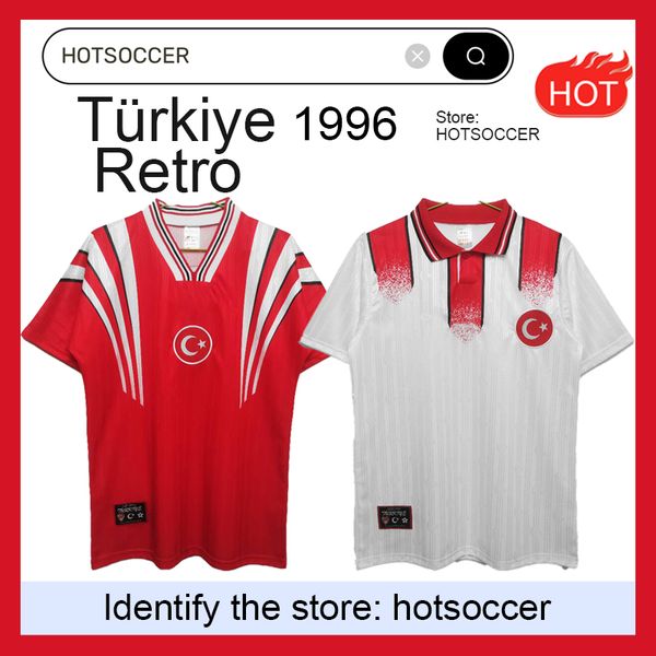 1996 Turchia Retro Soccer Jersey Home 96 98 Hakan Rustu Basturk Tosun Arda Kalhanos UGC Shirt Burak Chimals Day Day Turkiye National Team Shirts Shirts Hotsoccer