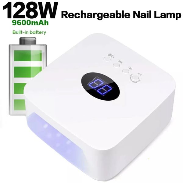 Shavers 2023 aggiornamento da 128 W lampada per unghie ricaricabile asciugacata per unghie incorporata per manicure lampada a led unghie wireless UV 15600Mah Lampada per unghie 15600Mah