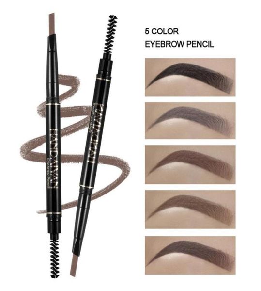 Handaiyan 5 Color Double Ended Brow Pencil Waterpression Laft Laving No Blooming Вращающийся треугольный глаз