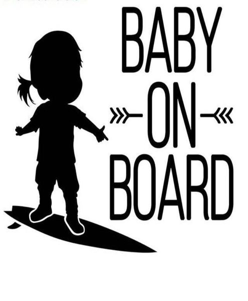 1512см Новое прибытие ребенка на борту Знаки серфинг наклейки на автомобиль Девушка Арт -автомобиль наклейка CA5836740668
