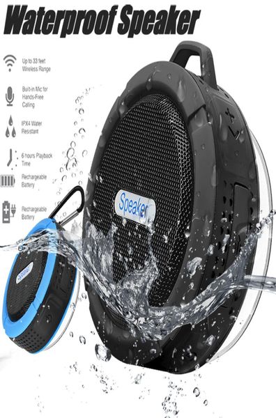 C6 Lautsprecher Wireless Bluetooth -Lautsprecher Trinkgelder O Player wasserdichte Lautsprecherhaken und Saugbecher -Stereo -Musikplayer mit Retail Package6744412