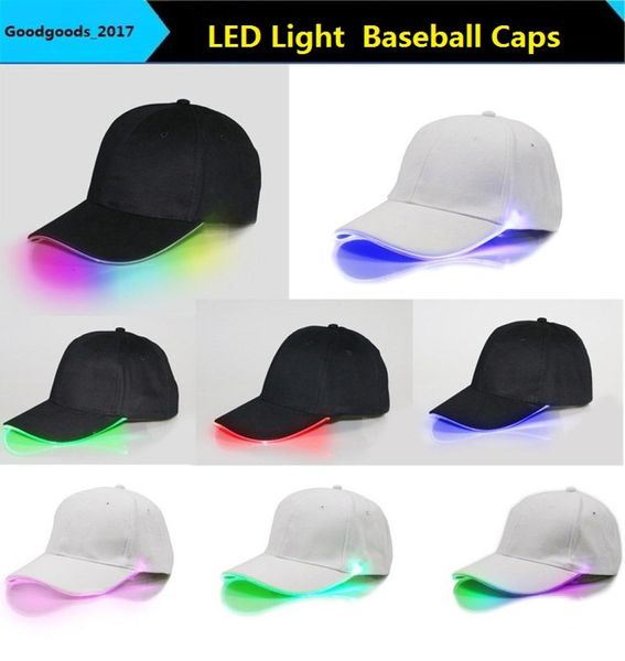 LED -Baseba -Kappen Baumwolle Schwarz weiß leuchtend LED LED LEG BA Kappen leuchten in dunklen verstellbaren Schnappbackhüte Luminous Party Hats M8454587985
