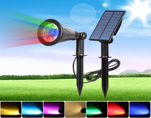 Solarlicht im Freien im Freien Rasenflutlicht 7 LED Einstellbar 7 Farb wasserdichte Wandlampen Solarleuchten für Gartendekoration3328464