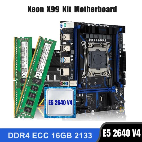Принтеры Kllisre x99 Motherboard Combo Set Set LGA 20113 Xeon E5 2640 V4 CPU DDR4 16GB (2PCS 8G) 2133 МГц ECC Memory