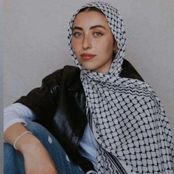 Scarf di chiffon palestinese Hatta Kufiya Scialli folk avvolgono le donne grandi sciarpe morbide Palestine sciarpe musulmane hijabs 240403