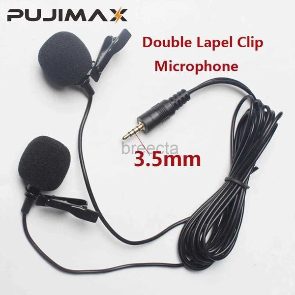 Mikrofone pujimax Dual Head Mini Lavalier -Lapel -Mikrofon 3,5 mm Jack Headset -Mikrofon 1M/3M Kabel für iPhone Radio Audio Video Mikrofon 240408