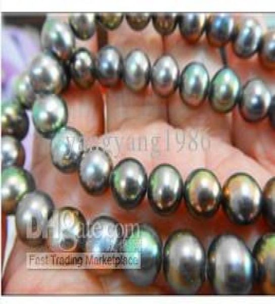 Nuovo gioiello di perle genuine fine 20Quot89mm Tahitiana Naturan Guida Nera Multicolore Pearl Necklace 14K4474499