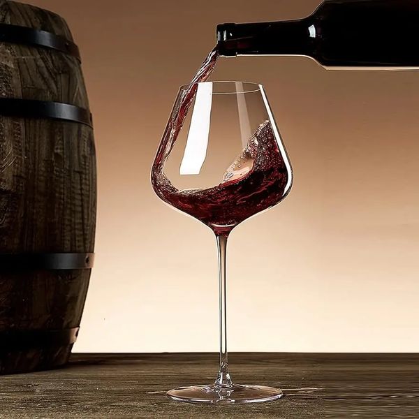 Кристально красные бокалы для вина из 4 248 унций, крупные с длинной рукой, взорванная стеблем, стакана, стакана, идеальная подарочная упаковка 240408