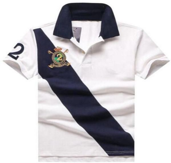 2019 MEN039S Polo Shirts Big Horse Stickerei Nummer 2 Baumwolle Slim Fit T -Shirt Boys Tennis Polos Weiß rote Marine Blau Größe MXXL6380900