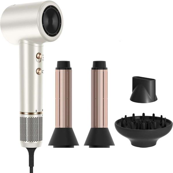 Parwin Pro Beauty Airsonich Haartrockner mit Diffusor, LED-Display, 110.000 U / min Hochgeschwindigkeits-Ionic Flow Trockner, 11 Zoll linke rechte Luftauto-Wrap-Locken, Champagner Silver Pro