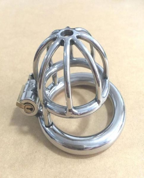 Dispositivos masculino pequeno trava de aço inoxidável cinto de metal gaiola para homens com rings de pênis curvos6118789
