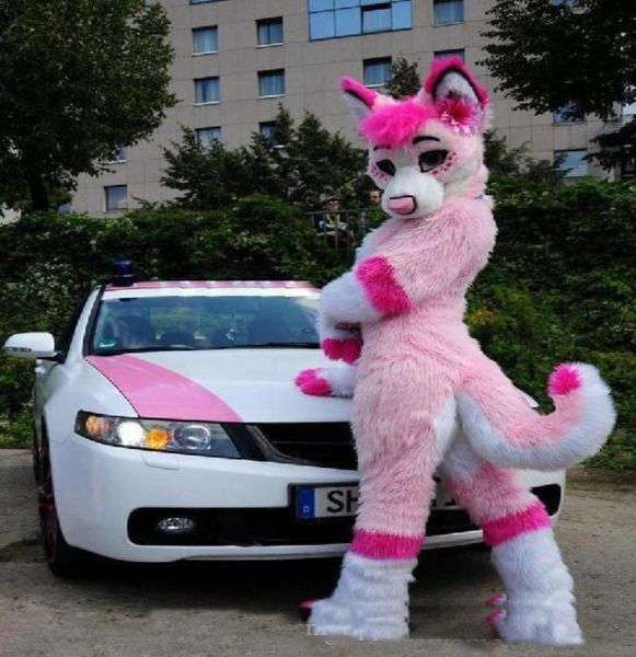 2019 ohlees foto reale poin rosa fursuit husky lupo di Halloween mascotte costumi personaggio testa fantasia festume