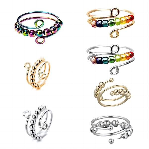 Bandringe Größe Relief Ring Titanium Stahlperle Offenes Geschenk für Tochter Mutter Frau Bestie Drop Lieferung Schmuck DH4RZ