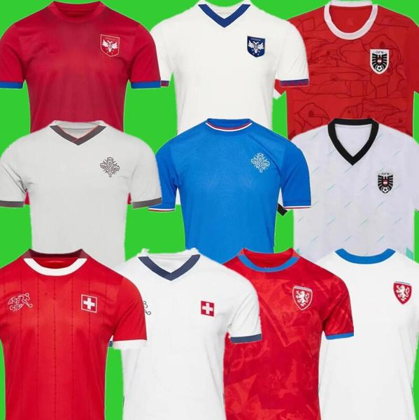 Yeni Çek Cumhuriyeti Futbol Formaları İsviçre Evi Uzak 24/25 Avusturya Kırmızı Mavi Beyaz 2024 2025 İzlanda Spor Futbol Gömlekleri Spor Giyim Sırbistan Camisola Euro Kupası 666