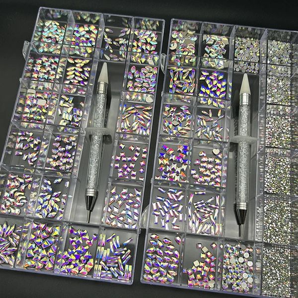 1box Nail Art Rownestones Set 3D Nail Charms Jewelry Jewelry Gem сплав роскошные хрустальные ногтя