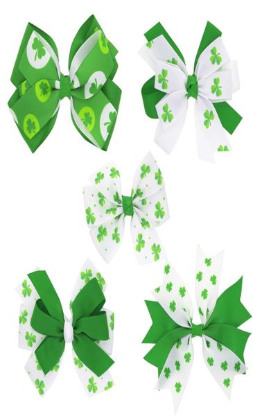 Baby Girls Barrettes Haarnadel St. Patrick Day Hair Clips Kinder Bogenknoten Barrette Blumenbogenhaarstifte mit Metallzähnen Clip Boutique3640437