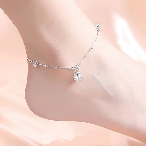 Ruifan Genuine 925 Sterling Silver Bell Cindant Summer Anklets for Women Ladies Anklet Chain Fine Jewelry Accessori YBR272 240408