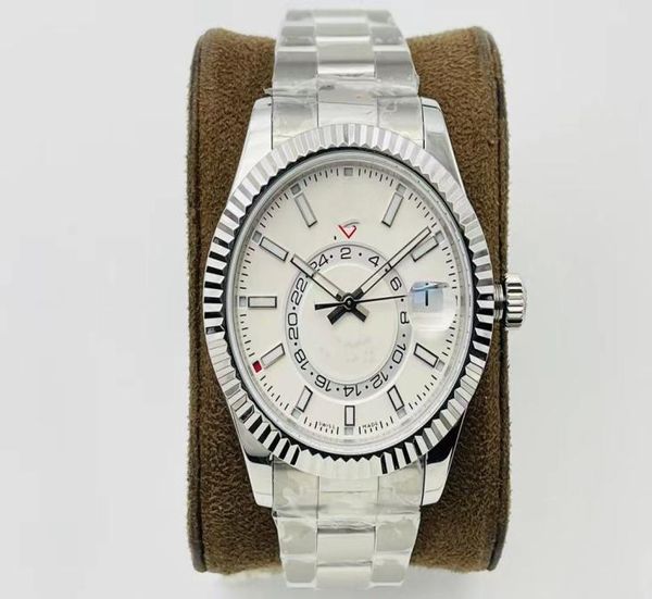 С оригинальной коробкой мужчины смотрят BP Factory 41 -мм Skydweller Ice White Arabic Rare Cial Automatic Fashion Numerals Man Watch Folding Me2569047