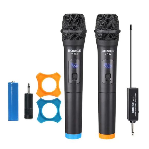 Microfones microfone sem fio para cantar sistema de microfone sem fio recarregável microfone portátil dualchannel para cantor de 164ft range