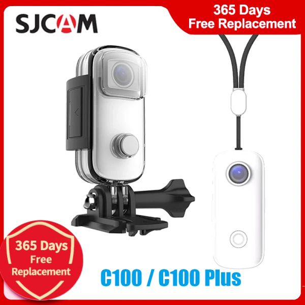 CAMERAS SJCAM C100 / C100 Plus Mini Câmera de polegar 1080p30fps / 2k30fps 12mp H.265 2.4g WiFi 30m Case à prova d'água Ação DV DV DV