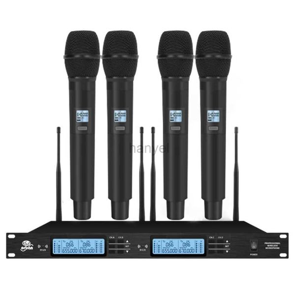 Microfones de alta qualidade Microfone sem fio 4 canais Microfones Home Home Home Karaoke Stage Performance 240408