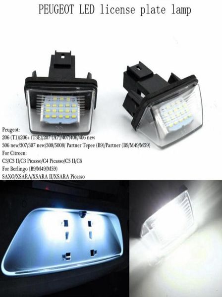 Super luminoso 2pcslot 12v 18 Numero di licenza LED Plate Lulbs License Light per Peugeot 206 207 306 Citroen C3 Picasso C4 5 XS5936042