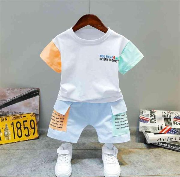 Crianças de impressão de menino de impressão de desenho animado shorts de verão Crianças de verão Plavendo roupas de 2pcsssets infantil teddler rastreins 04 anos 2108044014165