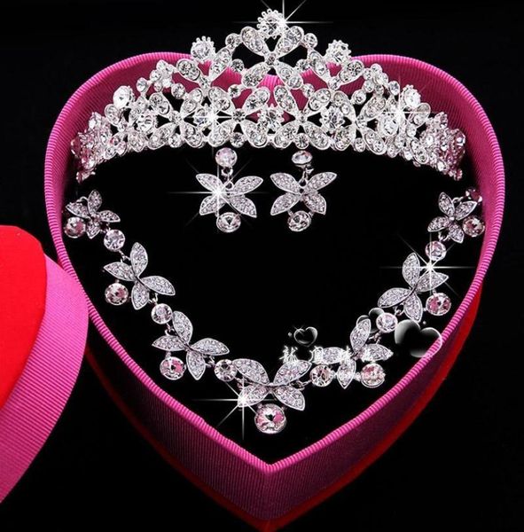 NEU SHINNY LUXURY Kopfbedeckungen Schmucksets Kristall Hochzeitskleid Kronenohrringe Halskette Tiaras Accessoires Modekopfschmuck Acces2065363