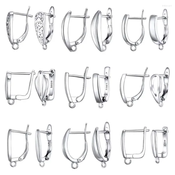 Hoop Ohrringe Real S925 Sterling Silber Farbbefund Hebeback Ohrwire -Einrichtungsstürze Komponenten Zubehör handgefertigte Versorgung