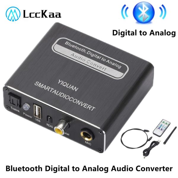 Conversor DAC Digital para Audio Converter com Bluetooth 5.0 Receptor Receptor Microfone de controle remoto Decodificador de áudio Amplificador