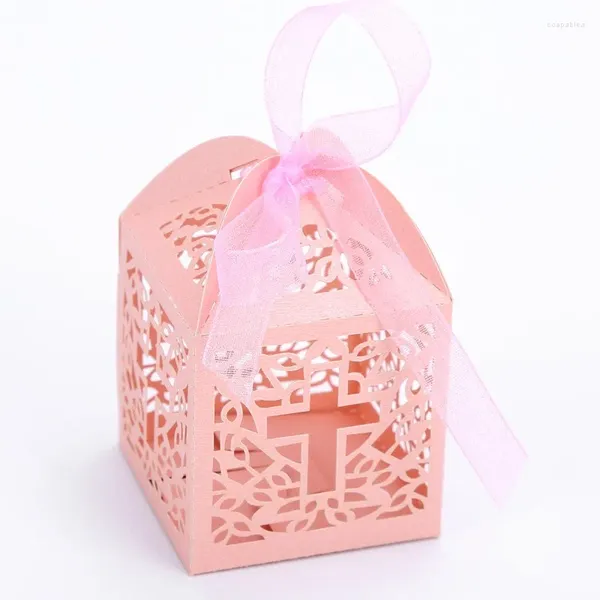 Decorazione per feste 10 pezzi Baby Shower che attraversa Candy Dragee Box per Battesimo ragazzo Girl Birthday Primo Comunione Tavolo da matrimonio Christing.