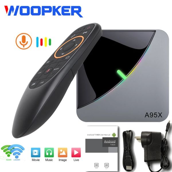 Box Woopker A95x F3 Android 9.0 Air RGB Light TV Box Amlogic S905X3 Smart TV Box 4GB 64GB 32 GB TVBox Dual WiFi 4K 60fps Player