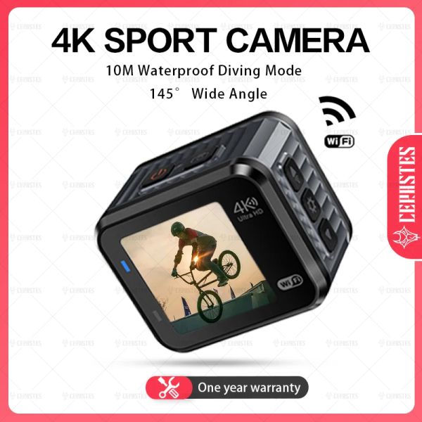 Hemerileştiriciler Cerastes Mini 4K/60FPS GO HD Action Camera Pro 16mp WiFi 145 ° 10m Vücut Su geçirmez Kask Video Kameralar Spor DV Cam