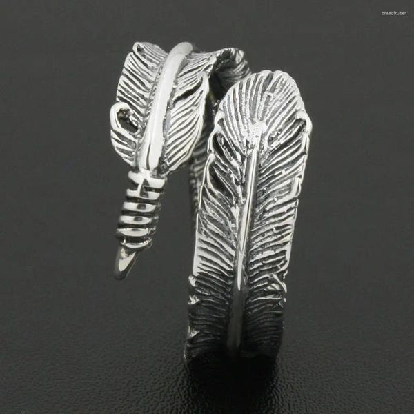 Anelli a cluster dimensione regolabile 925 sterling in pelle argento da uomo biker anello 8S012