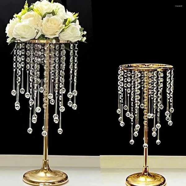 Partydekoration 2pcs exquisite Blumenform Ständer Plattierung Gold Silber Hochzeitstisch Herzstück Crystal T Straße Blei für Event