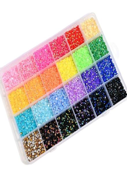 Tırnak Sanat Dekorasyonları 24000 PCS 3mm Reçine Düzeltilmemiş Rhinestones 24 X1000 Karışım Jöle Renkli Tırnak Sanatı Flatback Pırıltılar 8536783'te Taşlar Taşları