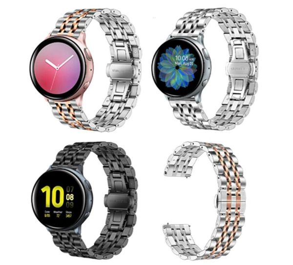 Pulseira de pulseira de link sólido de aço inoxidável de cor dupla para Samsung Galaxy Watch Active 2 40mm 44mm Metal Bands Substacement2022844