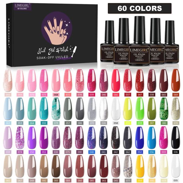 Gel -Gel -Nagellack -Kit 60 Farben 8ml Lack halb dauerhaft Einweichen UV LED Gel Nagellack Feiertags Geschenkbox Set für Freundin