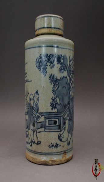 Collezione antica tarda Qing Qing Dynasty Civile Repubblica di China Blue and White Cover Pot Pot Pot Ceramics Antique Antique Old6833489