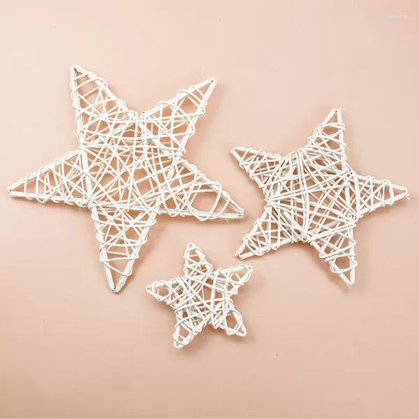 Flores decorativas 9/15/20cm Rattan Star Frame Casa Artificial Diy Porta Handmada pendurada Wedal Wall Wreaths Decoração de Natal para