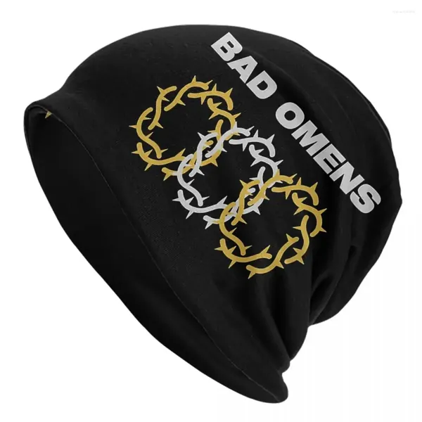 Berets Bad Omens Band логотип теплый вязаный кепка Fashion Bonnet Hat осень зима на открытом воздухе шляпы для унисекс взрослые