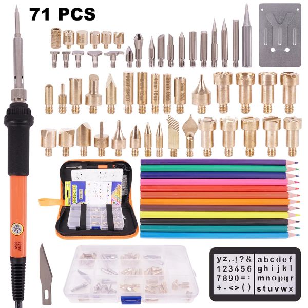 Schroevndraaier 71pcs kit di combustione a legna per saldatura a temperatura regolabile saldatura in legno eming set di combustibile pirografia penna