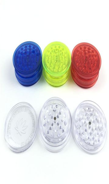 60mm 3 peças Grinder de ervas plásticas coloridas para fumar trituradores de tabaco com azul vermelho verde Clear7132329